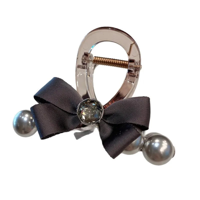 Chic French Style Pearl Hair Clip Gentle Butterfly Knot Updo Shark Bite Women's Hair Accessories Elegant Lady's Hairpin