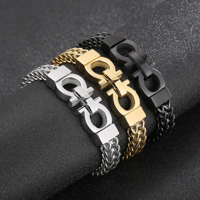 casual simple style geometric titanium steel plating men's bracelets