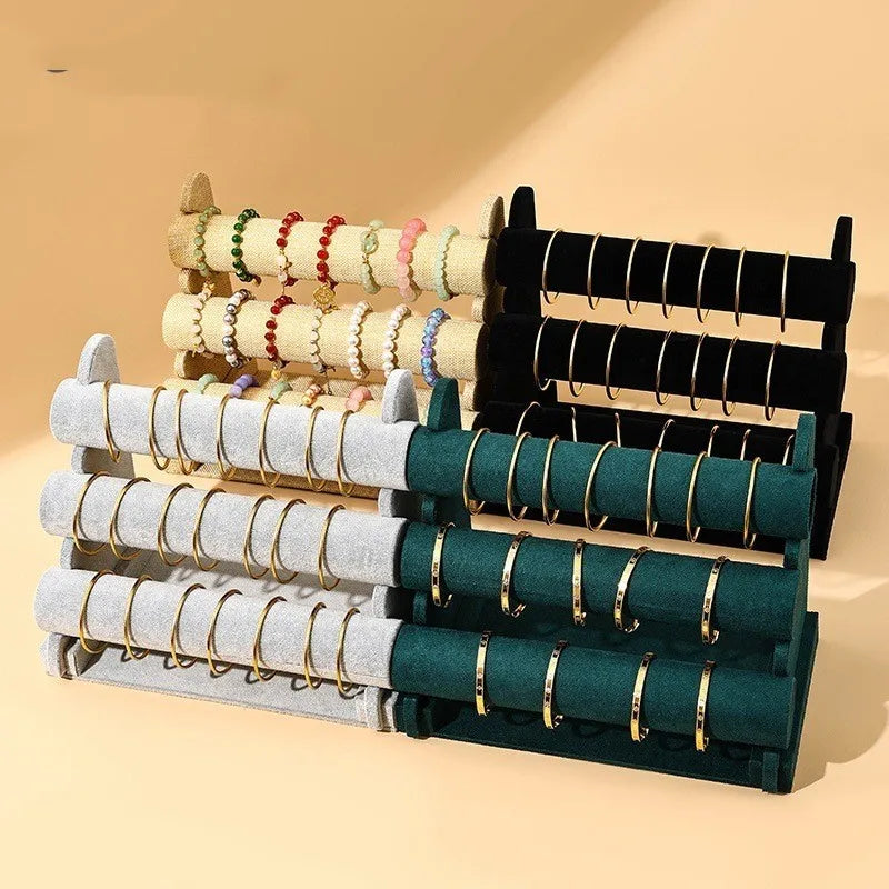 Flannel Three-Layer Bracelet Show Case Bracelet Bracelet Ornament Storage Rack Watch Stand Bracelet Display Stall Props