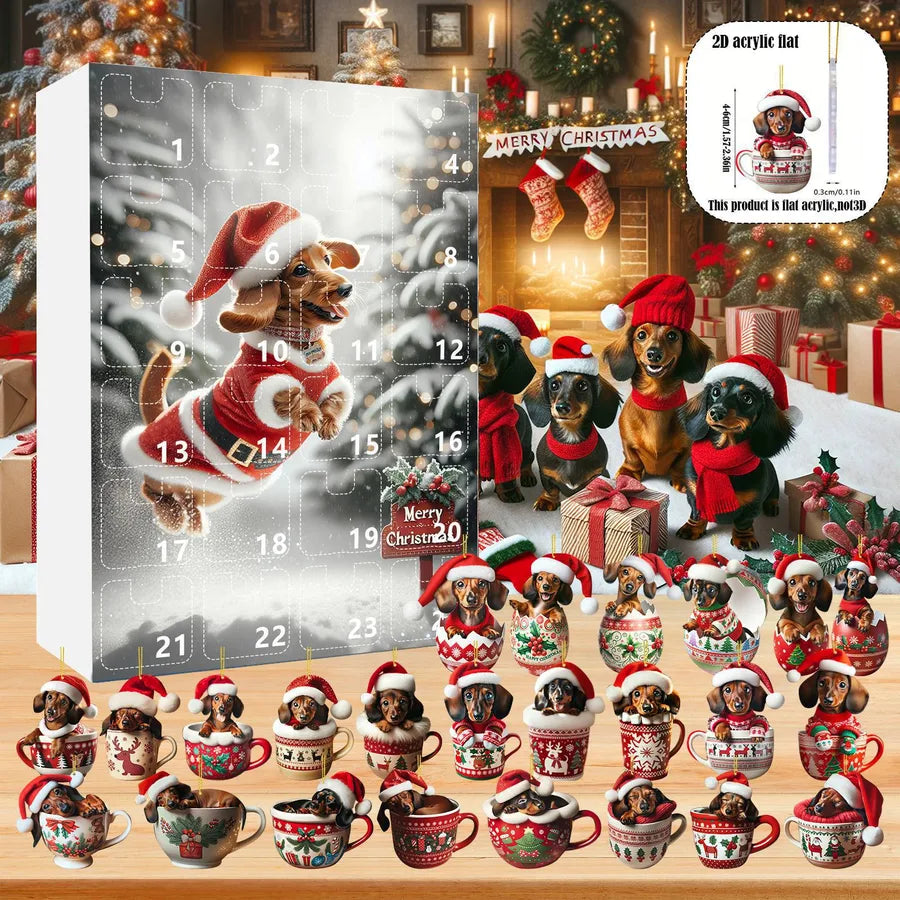 Creative Acrylic Flat Christmas Sausage Dog Blind Box Gift Set Festive Party Supplies Unique Holiday Themed Packaging