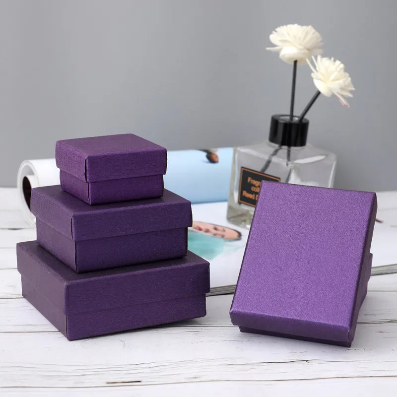 1 piece simple style solid color paper jewelry boxes