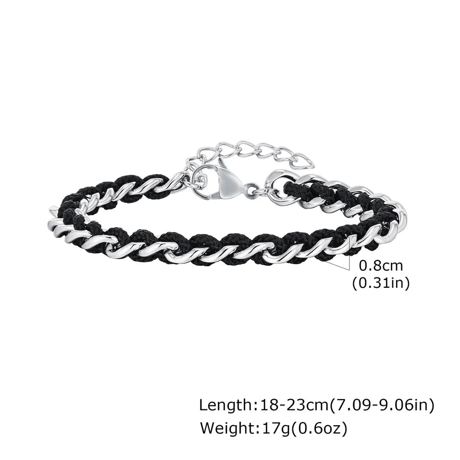 Casual Simple Style Solid Color 201 Stainless Steel Nylon Braid Men's Bracelets