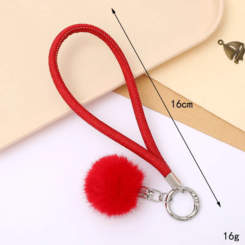 Basic Solid Color Plush Keychain
