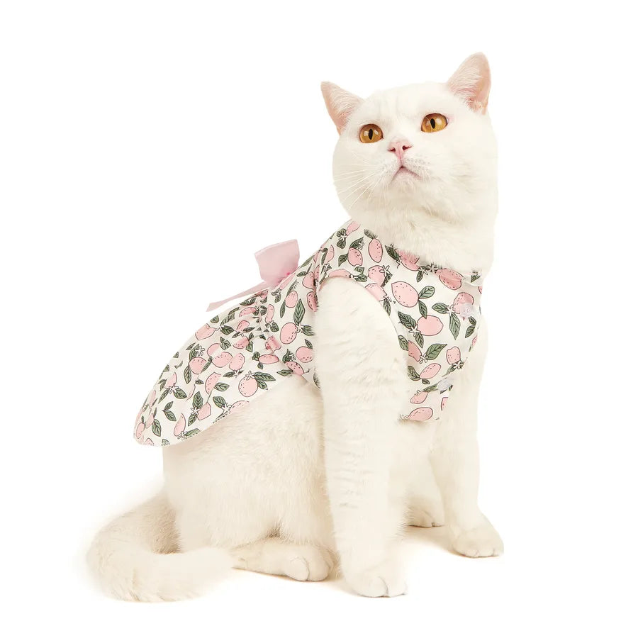 pastoral cotton lemon bow knot pet clothing