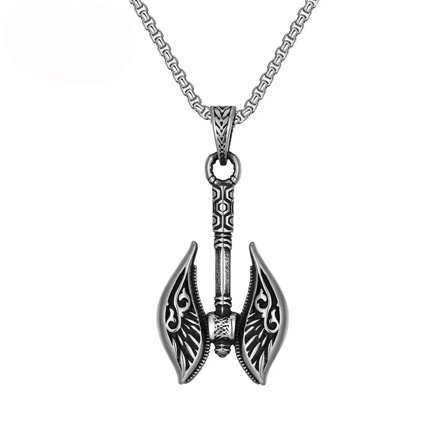 Retro Punk Cross Axe Alloy Titanium Steel Iron Plating Men's Pendant Necklace Men Pendant Necklaces