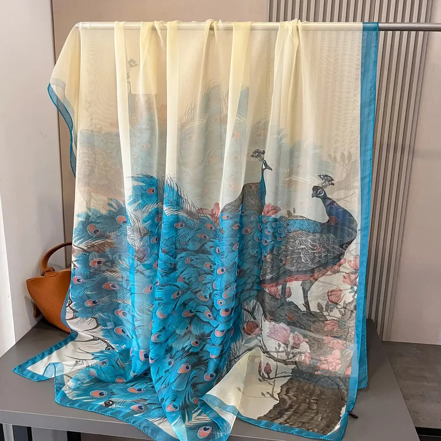 Women's Retro Flower Brocade Yarn Silk Scarf