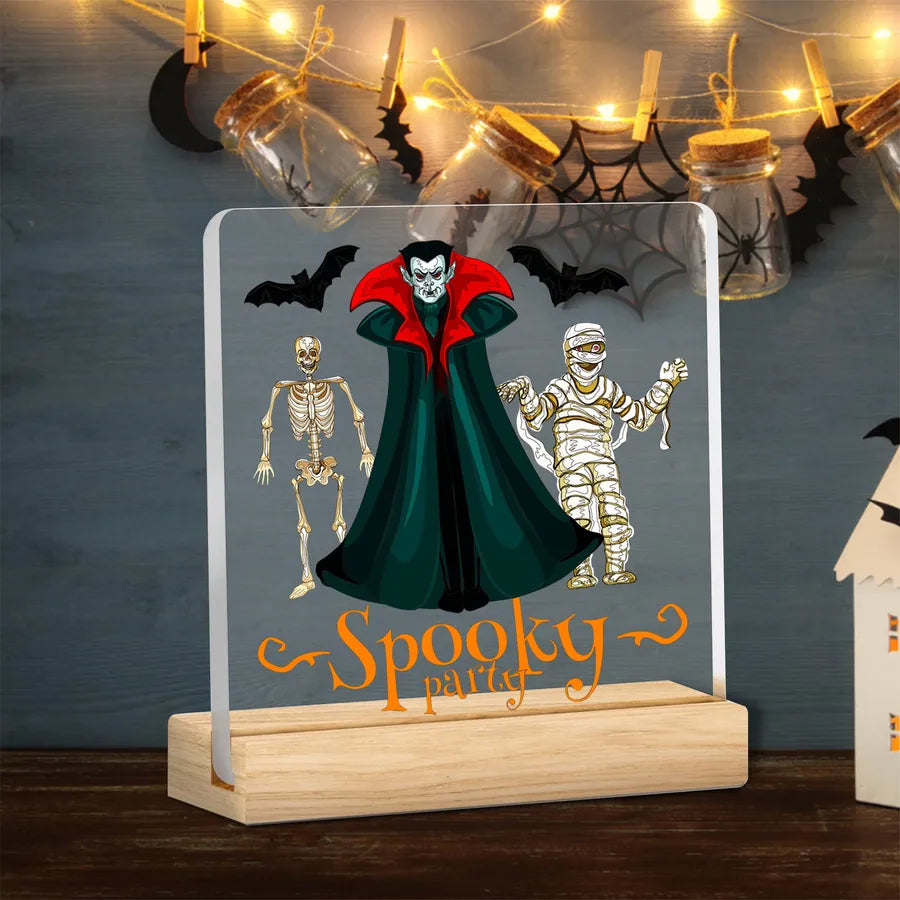 Acrylic Halloween Decorative Tabletop Wooden Ornaments Transparent Festive Home Decoration Ideal For Party Setup