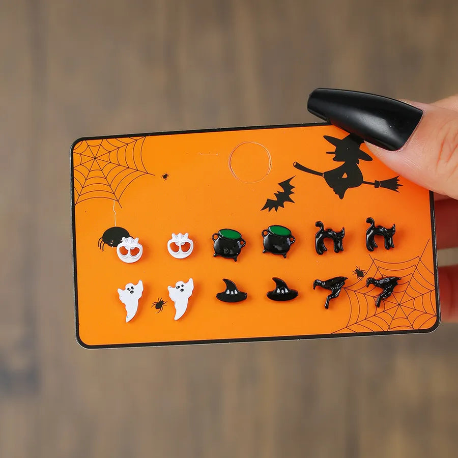 Halloween Horror Atmosphere Spider Pumpkin Skull Ear Cuff Combo Festive Ear Studs Set Unisex Original Design Alloy Jewelry