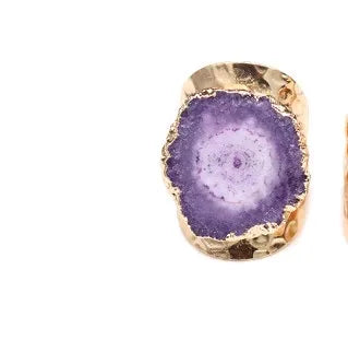 casual irregular agate brass natural stone wholesale open ring