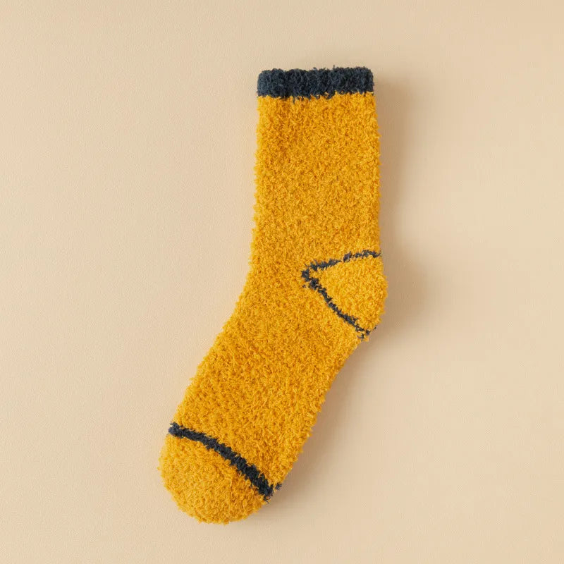 wool-free coral velvet socks men's mid-tube socks autumn and winter men's home warm floor plush socks