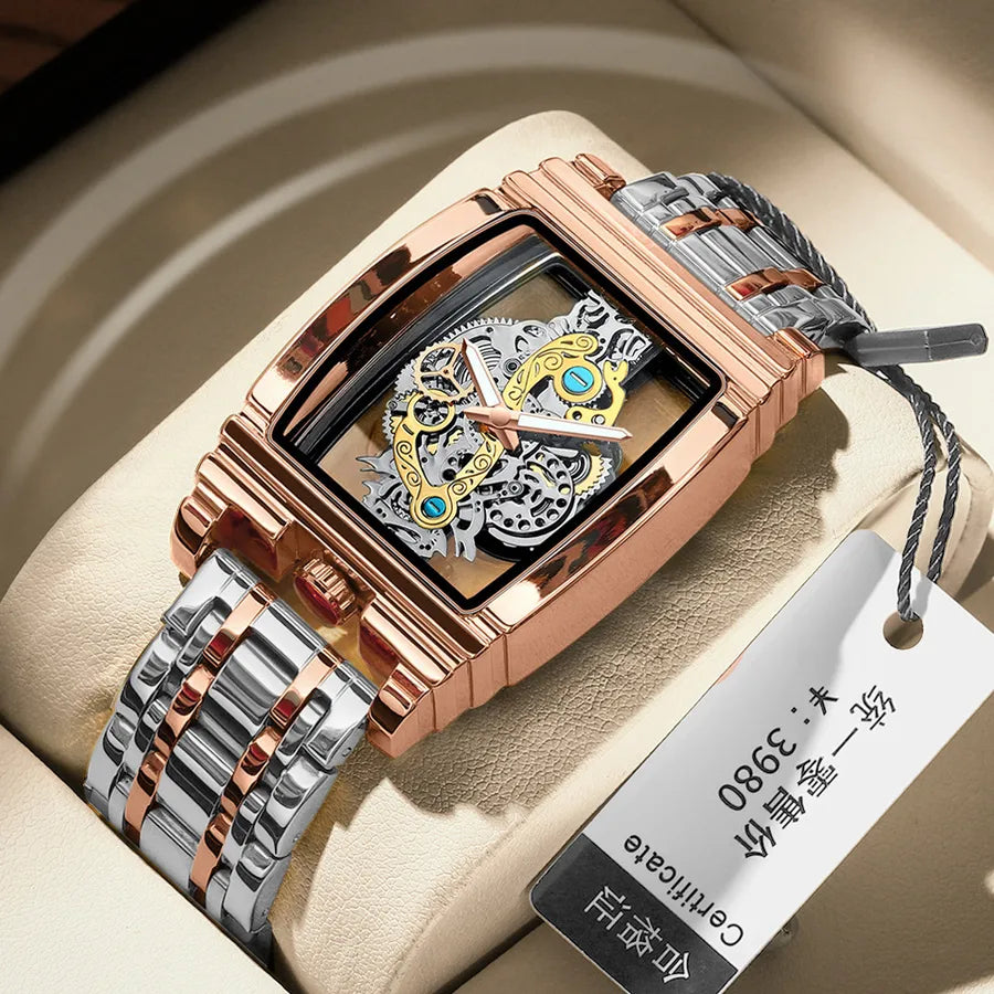 business geometric mesh belt quartz men's watches