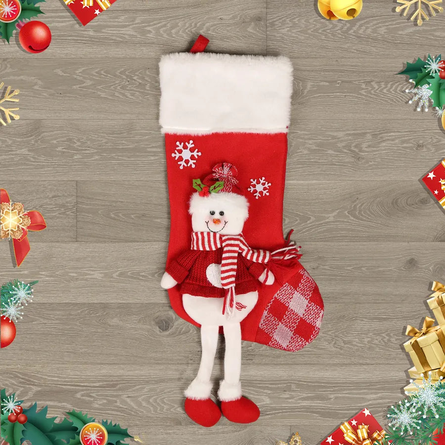 Modern Art Minimalist American Style Christmas Decorations Santa Snowman Reindeer Christmas Socks Christmas Tree Ornaments Gift Bag