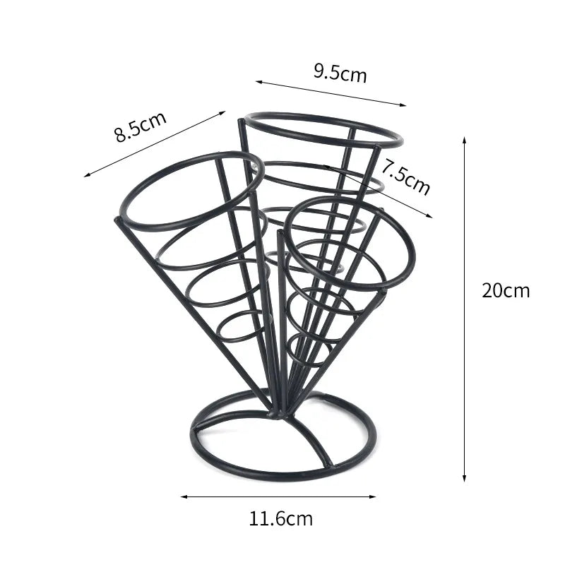 New creative tableware black four-piece four-head snack rack red four-head French fries rack stainless steel French fries rack