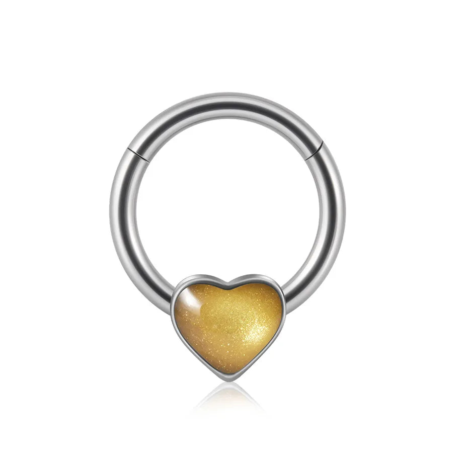 1 Piece Nose Rings & Studs Sweet Star Heart Shape Stainless Steel Plating Synthetic opal Resin Nose Rings & Studs