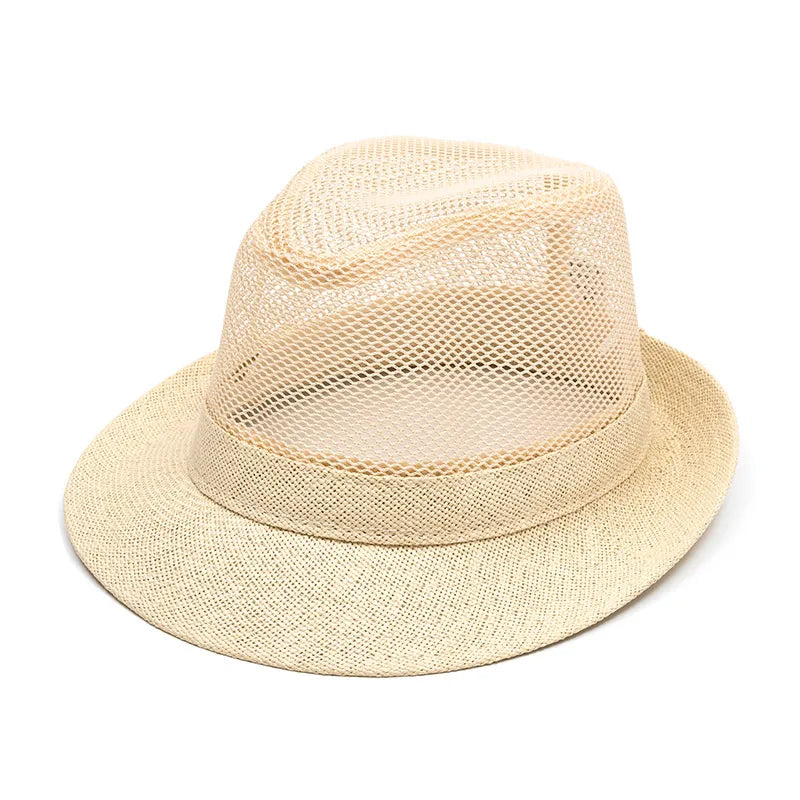 Men's Casual Style Vacation Solid Color Flat Eaves Straw Hat