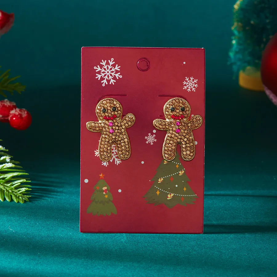 Creative Christmas Bell Design Acrylic Earrings For Women Festive Gingerbread Man Shape Christmas Tree Gift Fashionable
