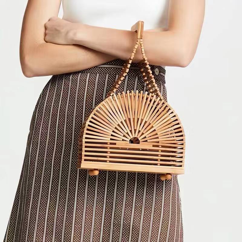 Wood Solid Color Hollow Conical Evening Bags