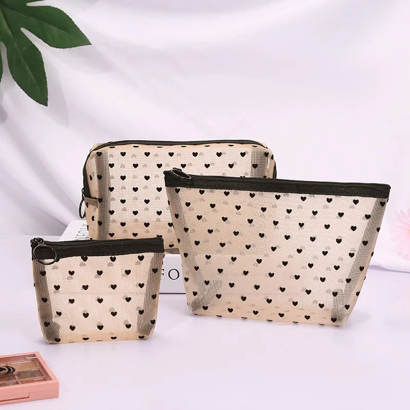 women's small all seasons nylon heart shape fashion square zipper cosmetic bag