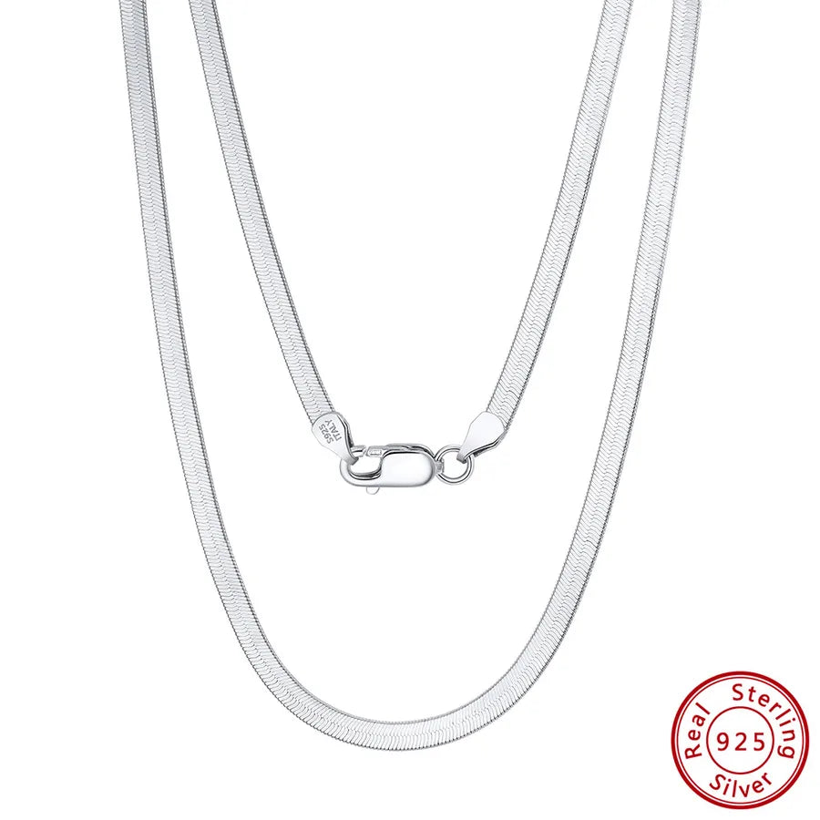 925 Sterling Silver snake chain Plating Solid Color Necklace