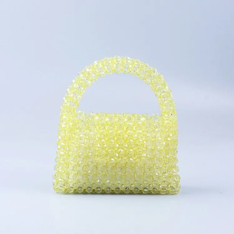 Women's Medium Arylic Geometric Streetwear Beading Weave Square Flip Cover Handbag