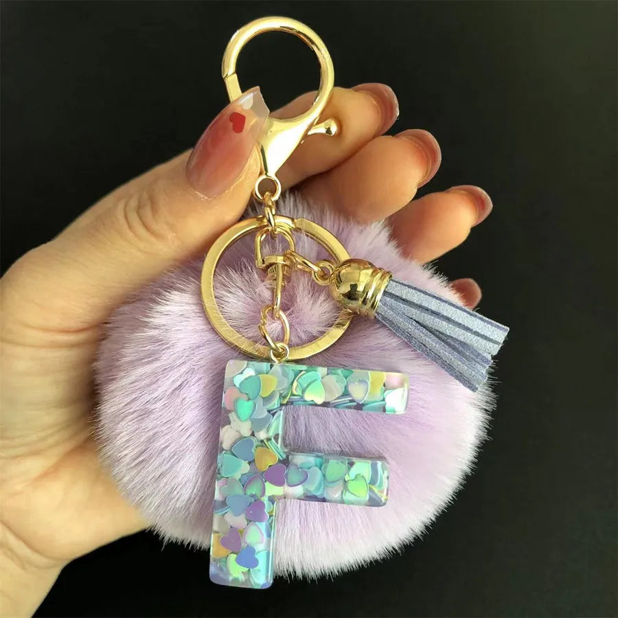 Cute Simple Style Letter Hairball Resin Unisex Bag Pendant Keychain