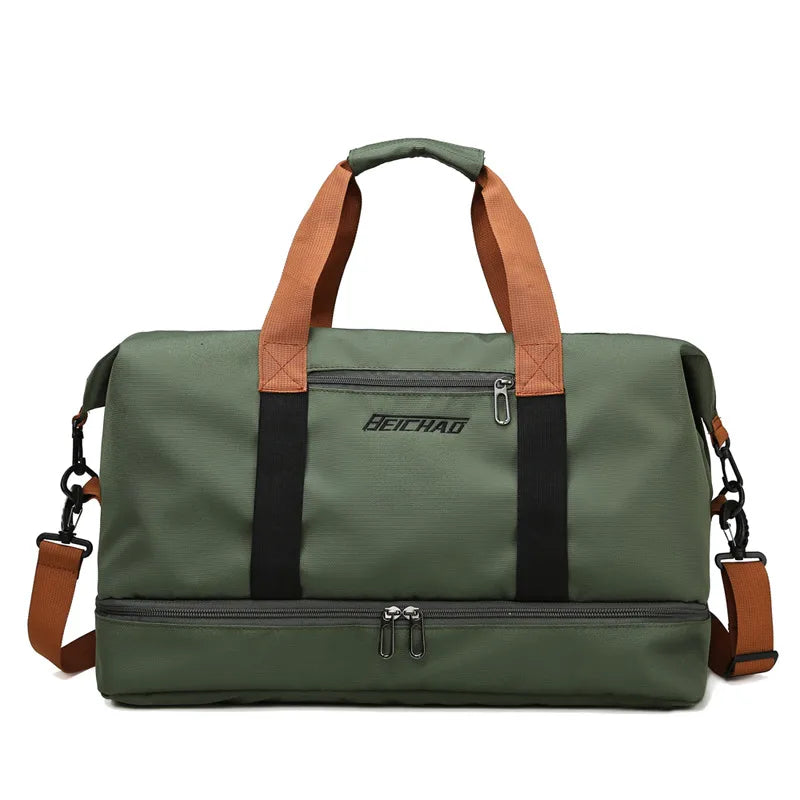 Large Capacity Foldable Fitness Bag Travel Bag Shoulder Portable Crossbody Yoga Bag Dry and Wet Separate Outgoing Luggage Bag