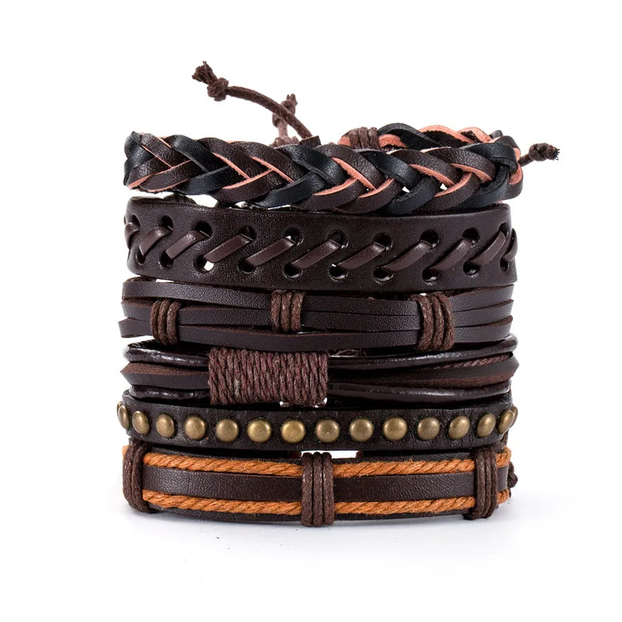 hip-hop solid color pu leather men's bangle 1 piece