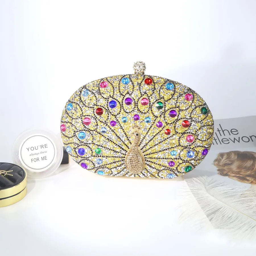 New  fashion peacock diamond retro exotic style messenger bag dinner bag high-end gift bag factory direct sales