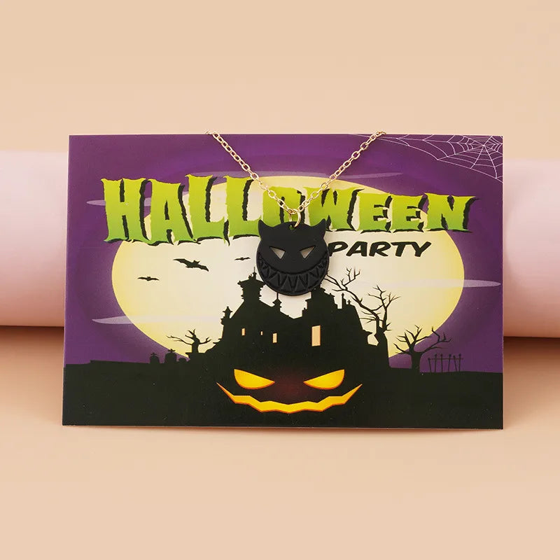 Dark Halloween Skeleton Head Pendant Necklace Personalized Devil Card Necklaces Spooky Attractiveness Unisex Metal Chain Jewelry