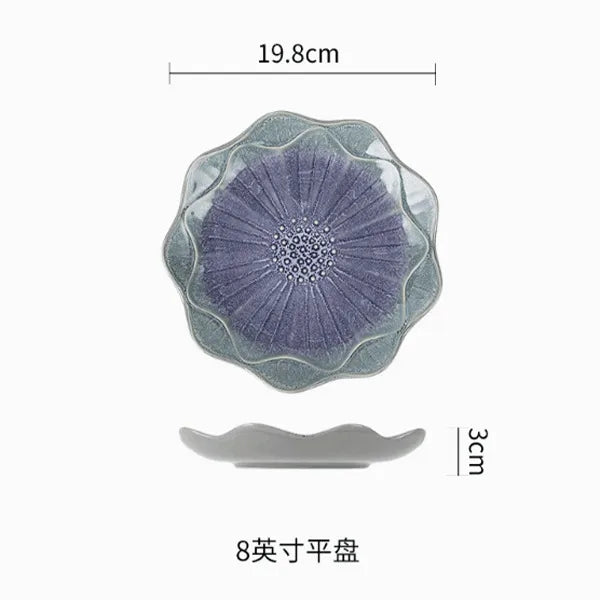 Retro Solid Color Flower ceramics Tableware 1 Piece