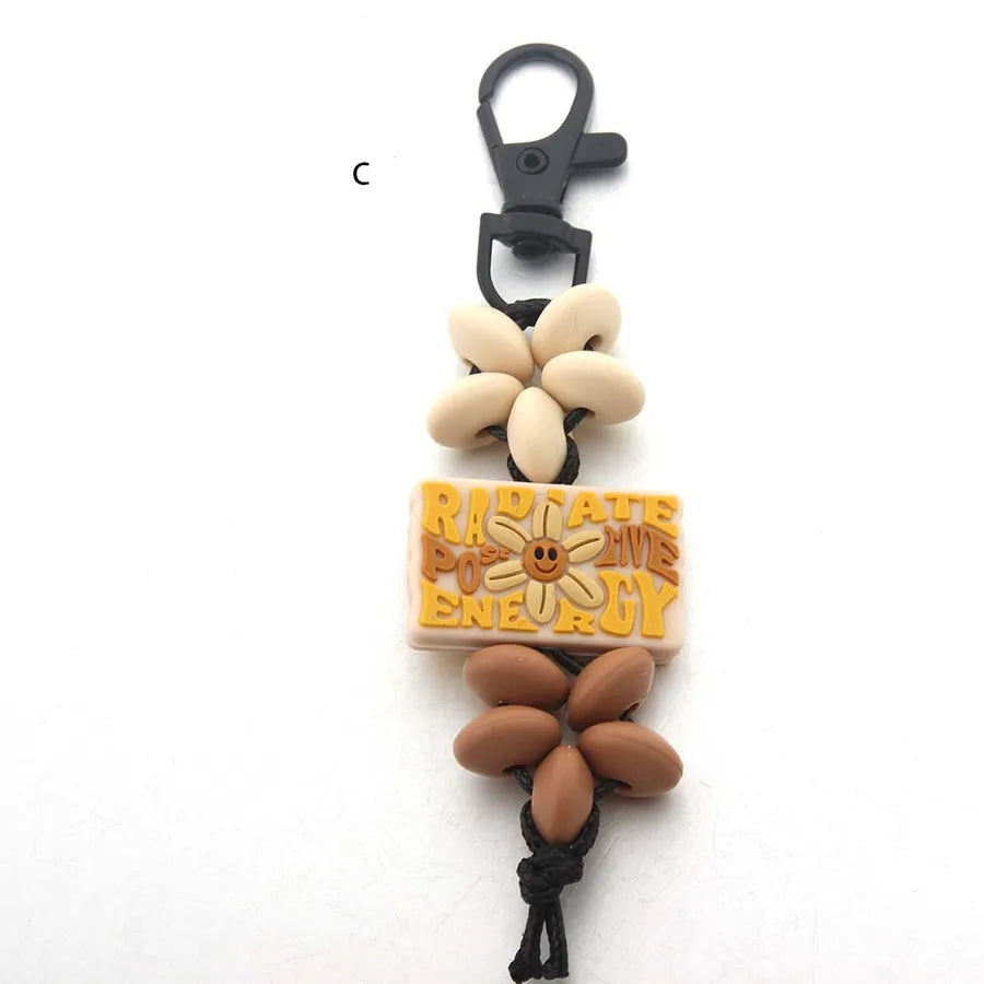 Cute Letter Flower Silica Gel Unisex Keychain