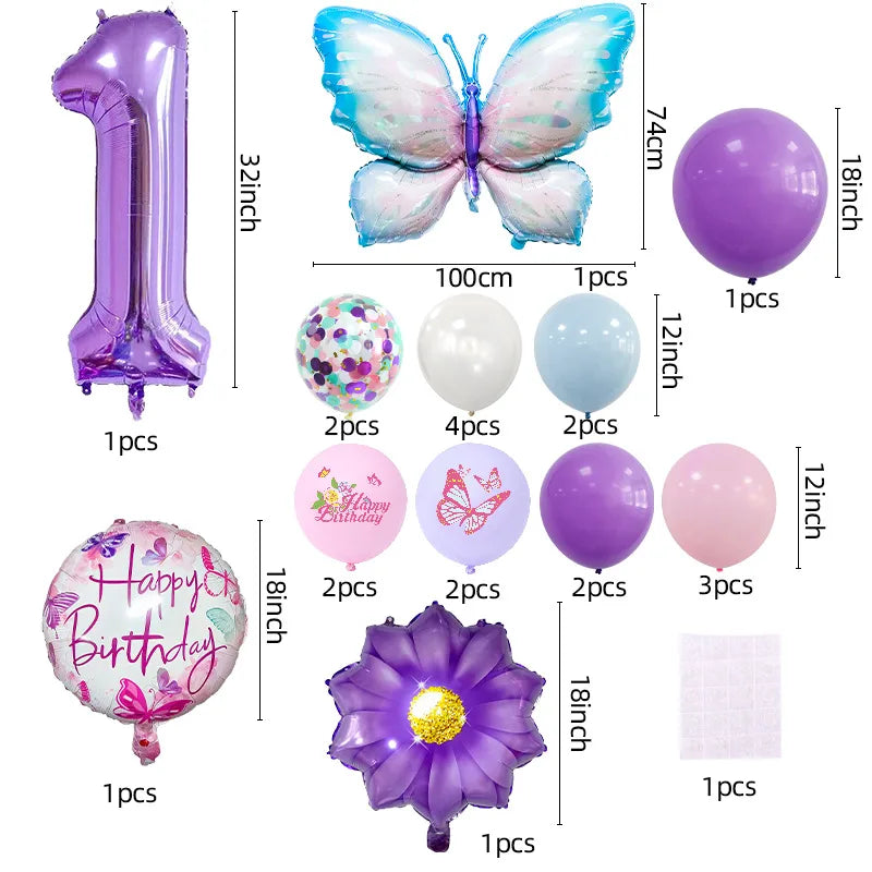 Casual Cute Letter Butterfly Aluminum Film Birthday Festival Balloons