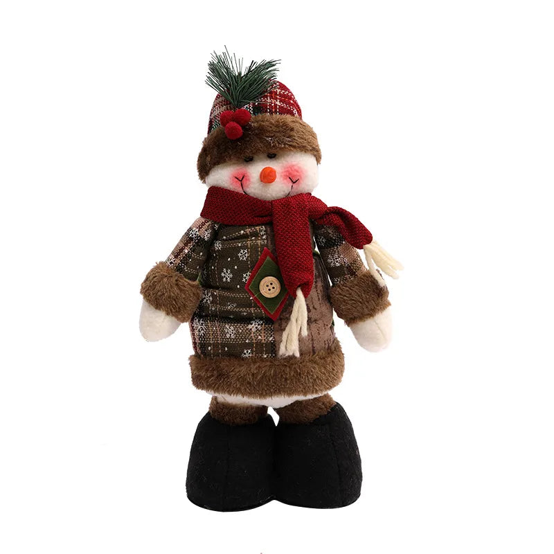 New Christmas Decorations Snowman Reindeer Dolls Stretchable Leg Figurines High-End Knitted Hat Window Display Accessories
