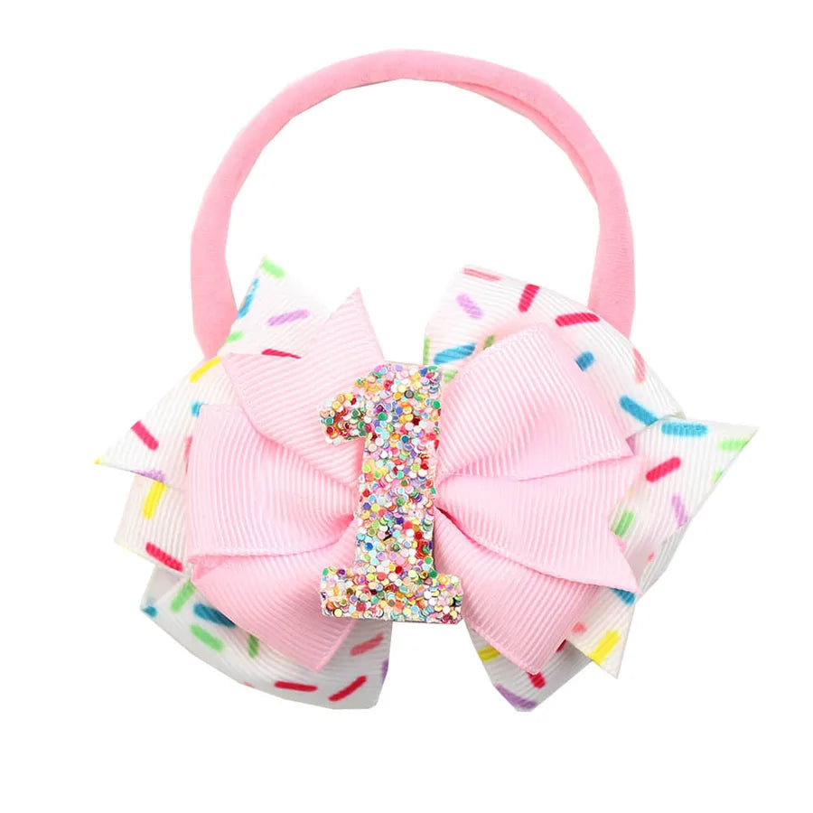 Explosions Birthday Hairband Digital Glitter Hairpin Baby Ice Cream Hair Accessories Pink Headwear