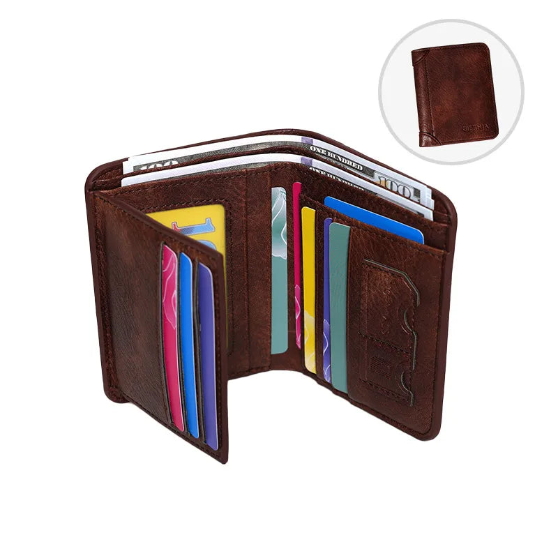 Men's Solid Color Pu Leather Folding Small Wallets