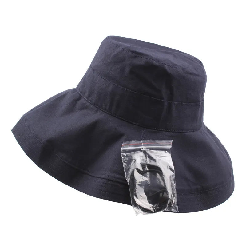 Women's Basic Solid Color Big Eaves Bucket Hat