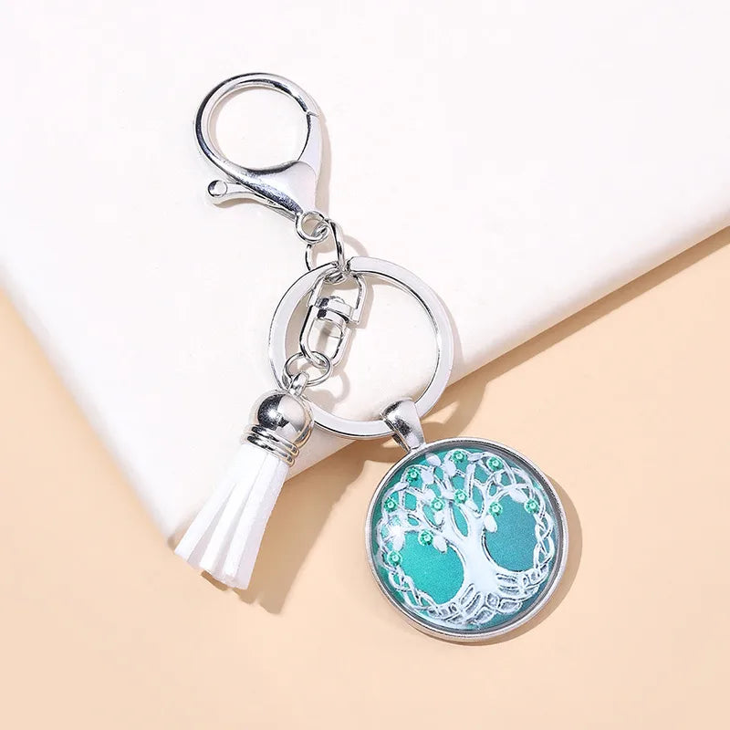 artistic tree alloy inlay artificial gemstones unisex keychain