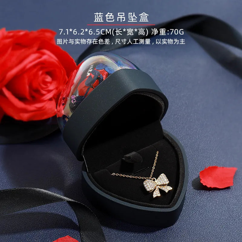 Romantic Valentine's Day Gift Box Flower Box Popular Heart-shaped Immortal Flower Gift Box Jewelry Box Ring Storage Box  Spot