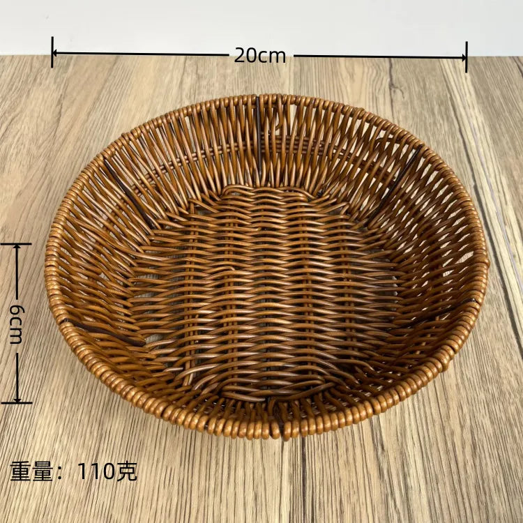 Simple Style Solid Color Imitation Rattan Storage Basket