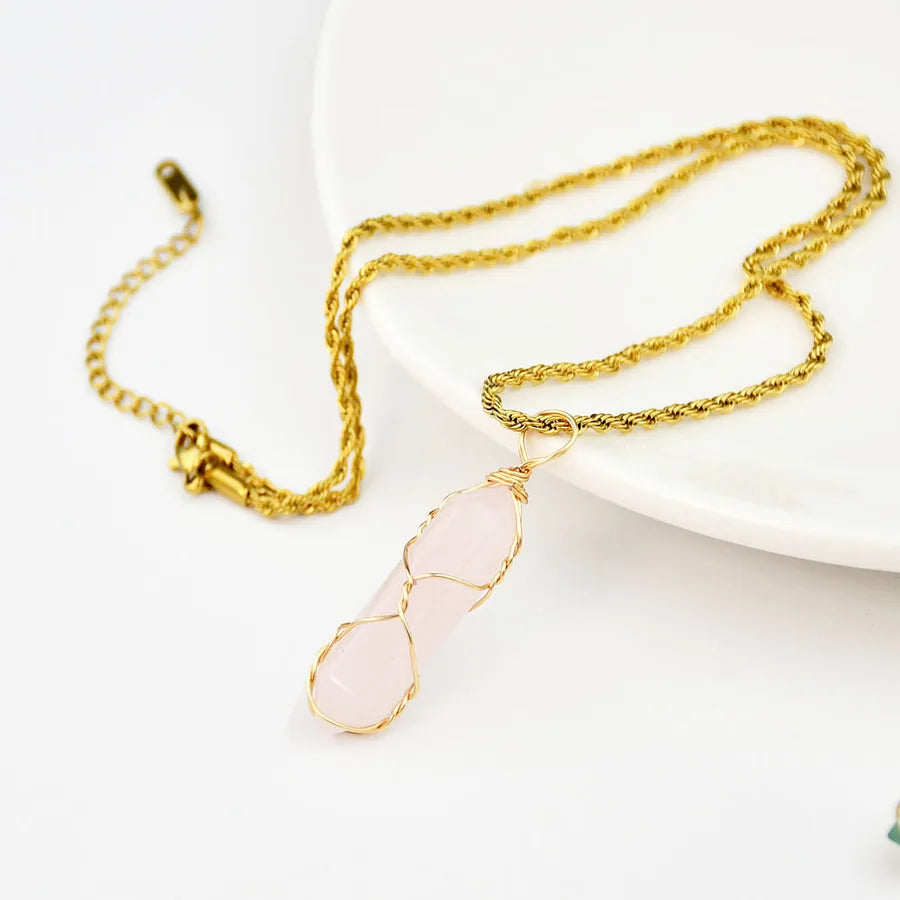 Simple Style Color Block natural stone Gold Plated Pendant Necklace In Bulk