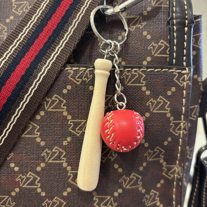 simple style sports ball pu leather metal unisex bag pendant keychain