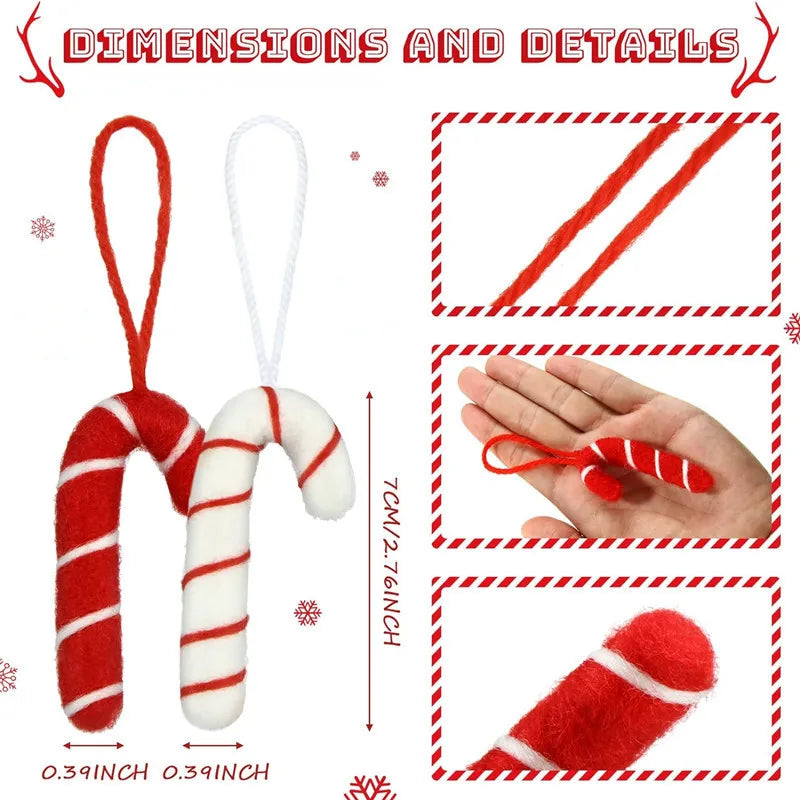 Christmas Decorative Lollipop Hanging Home Decorations Wool Felt Cane Candy Christmas Tree Decor  Style