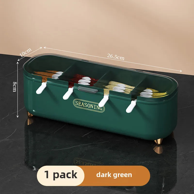 Seasoning box combination suit household kitchen seasoning jar multi-grid integrated storage salt gourmet powder four-grid storage box