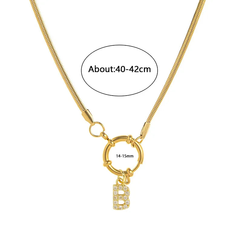 Wholesale Jewelry Vacation Classic Style Pentagram Letter 302 Stainless Steel 18K Gold Plated snake chain Pendant Necklace