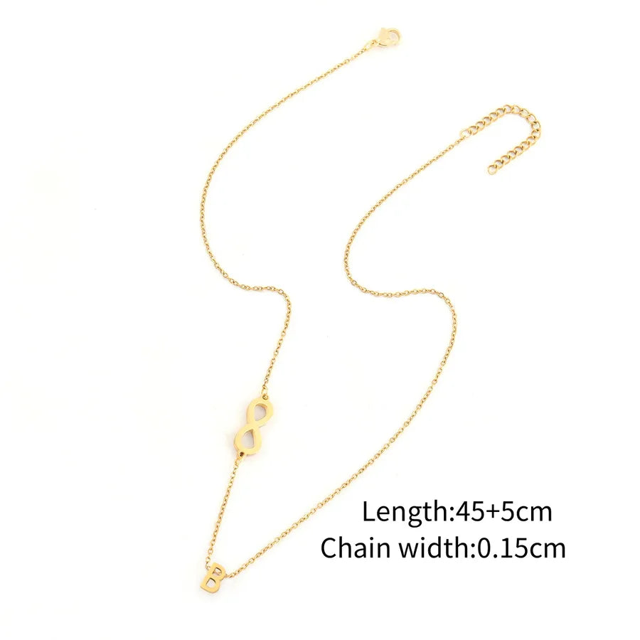 Wholesale Jewelry Elegant Simple Style Classic Style Letter Infinity 201 Stainless Steel 304 Stainless Steel cable chain Pendant Necklace