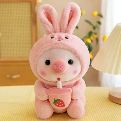 Cute holding bottle pig doll plush toy little Tiger Rag doll Christmas doll grasping machine wholesale