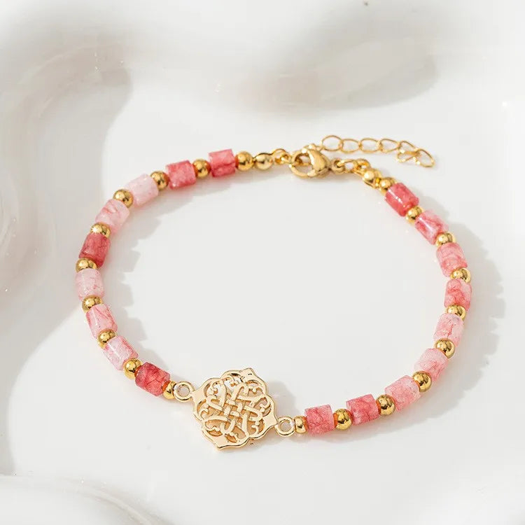 Luxurious Classic Style Round natural stone Copper Bracelets In Bulk