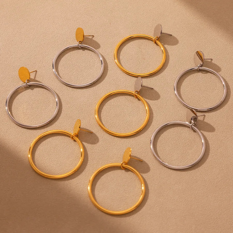 1 Pair Casual Exaggerated Vacation Geometric Polishing Plating 304 Stainless Steel 18K Gold Plated Earrings