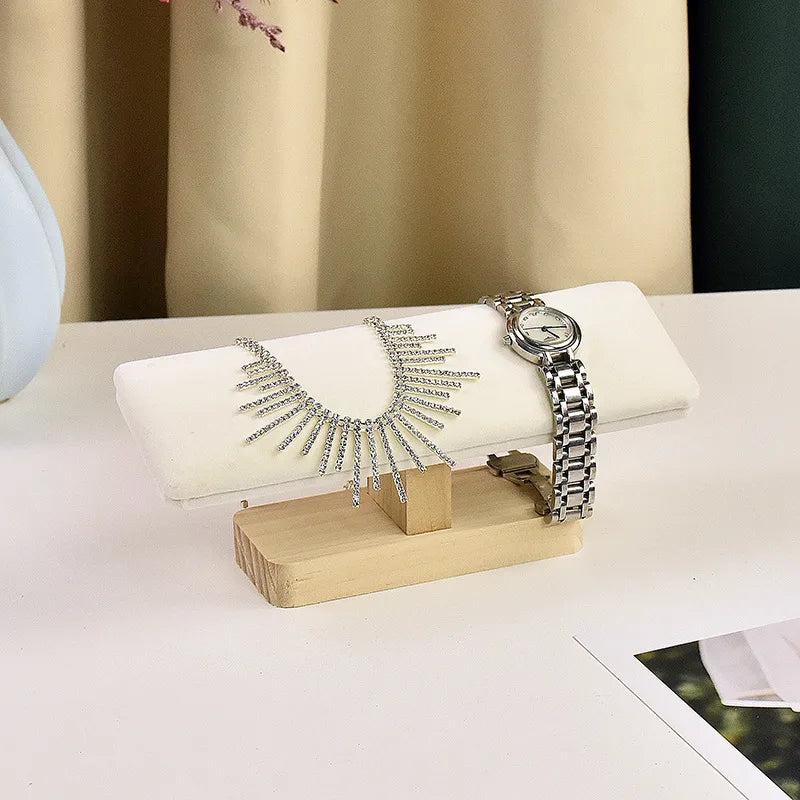 1 Piece Pu Leather solid wood Flannel Nordic Style Simple Style Solid Color Jewelry Display Jewelry Rack