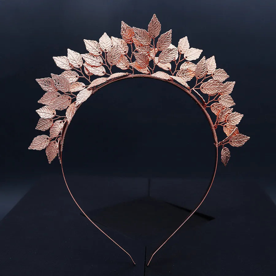 fashion crown handmade golden leaf bridal headband